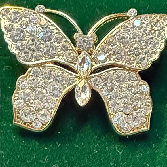 Monet Elegant Gold Butterfly Brooch with Crystals - Picture 2 of 3